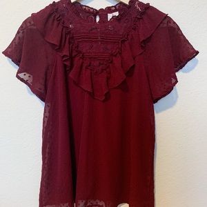 Kensie Top | dark red, lacy blouse